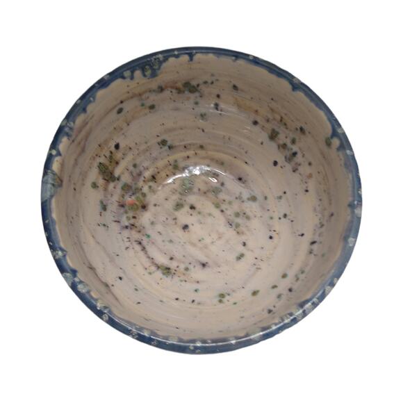 Blue Speckled Drip Glazed Studio Art Pottery Bowl - Picture 4 of 7